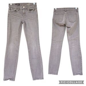 J. Crew Toothpick Gary Wash Jeans Women’s Size 25 Skinny Distressed Pocket Hem